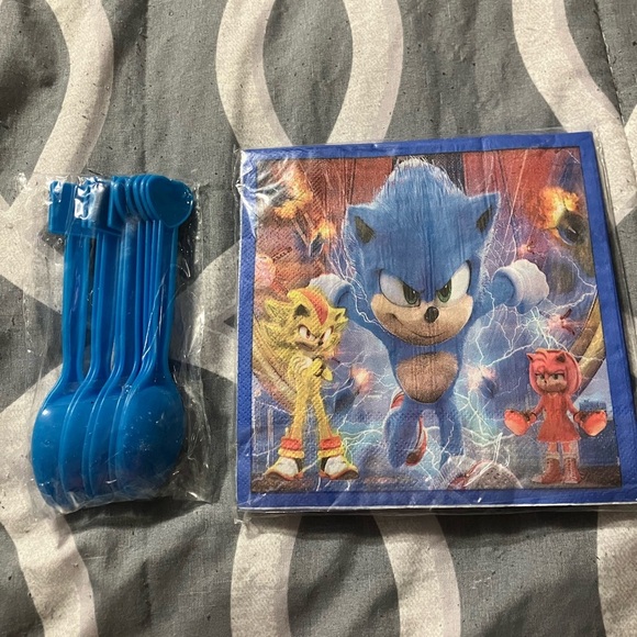 Sonic the Hedgehog Party Napkins and Spoons Set - Blue - Picture 2 of 3